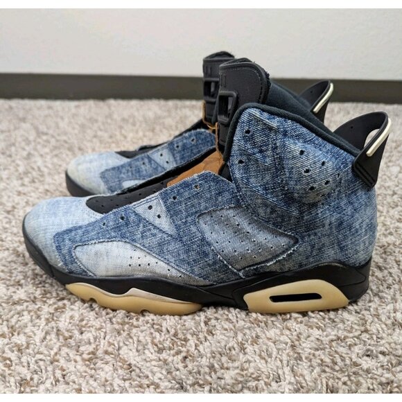 Nike Air Jordan 6 Retro Washed Denim Mens Size 12 Blue Sneakers NO INSOLES/LACES - Picture 1 of 9
